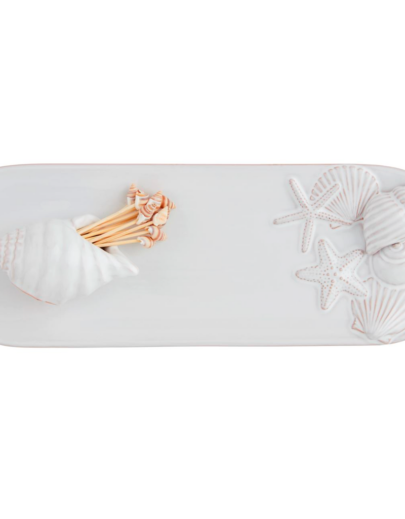 MUD PIE SEA SHELL TOOTHPICK & TRAY SET