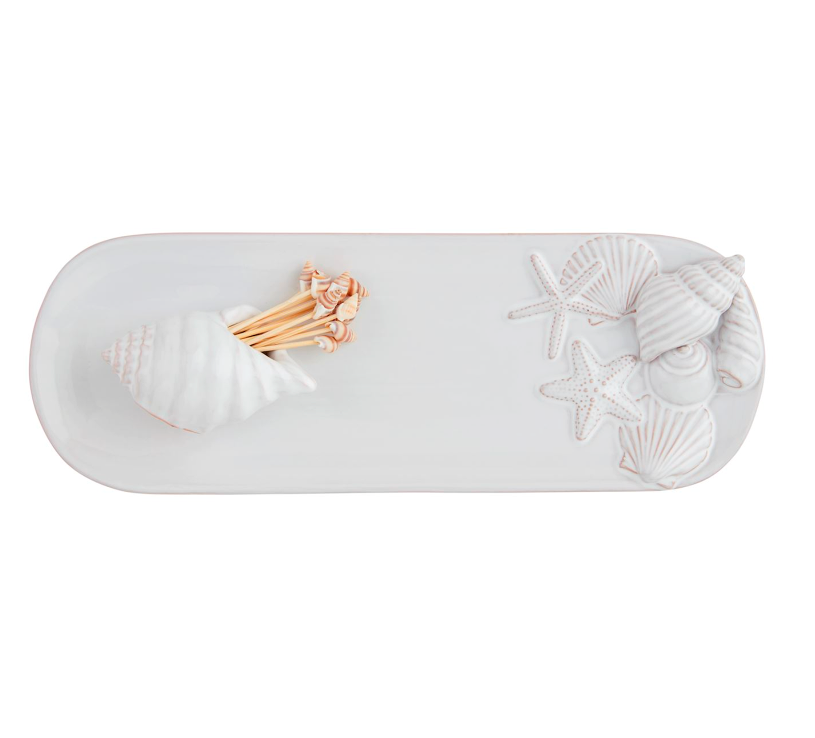 MUD PIE SEA SHELL TOOTHPICK & TRAY SET