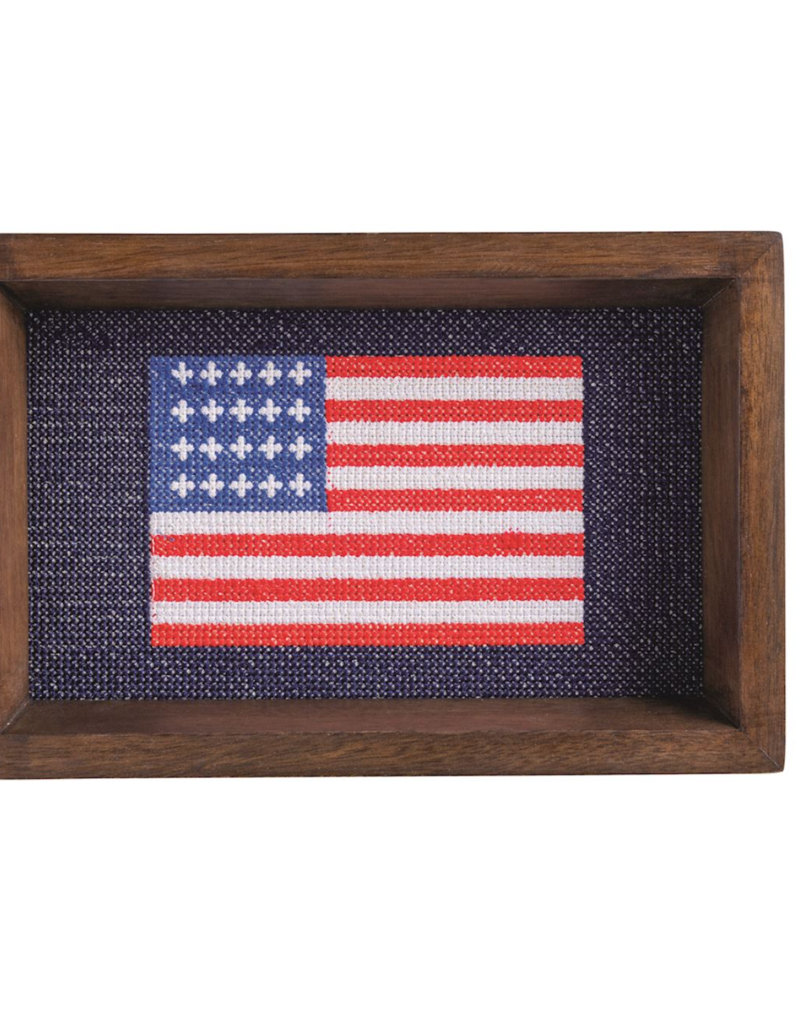 MUD PIE NEEDLEPOINT TRAY SET-AMERICAN FLAG