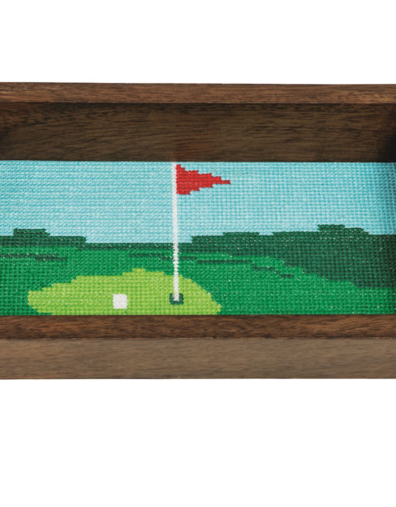 MUD PIE GOLF NEEDLEPOINT TRAY