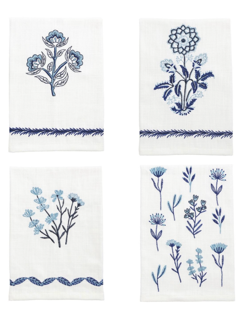 MUD PIE BLUE FLORAL TOWELS