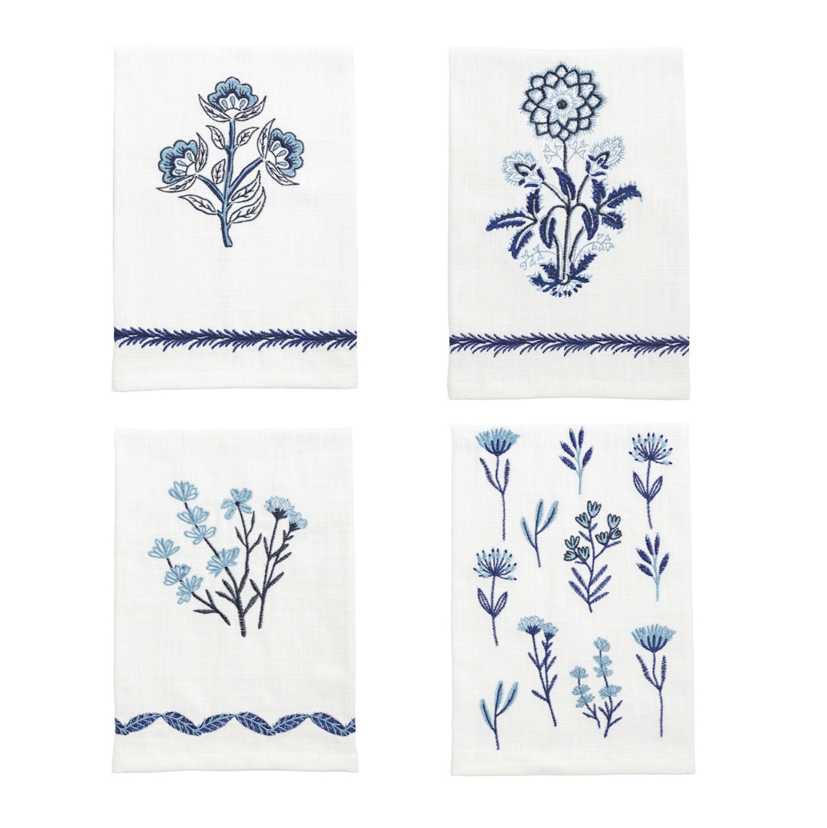 MUD PIE BLUE FLORAL TOWELS