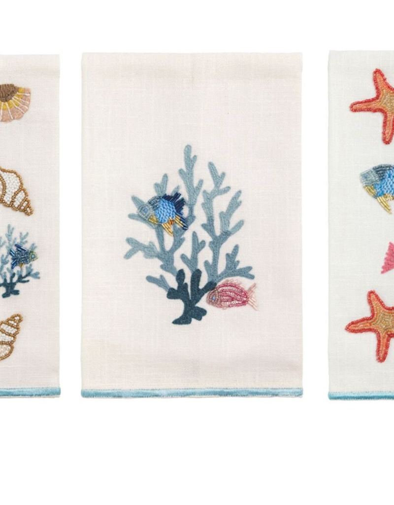 MUD PIE EMBROIDERED BEAD SEA TOWELS