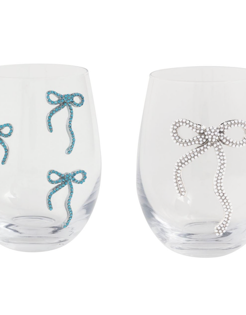 MUD PIE BEADED BOW WINE GLASS