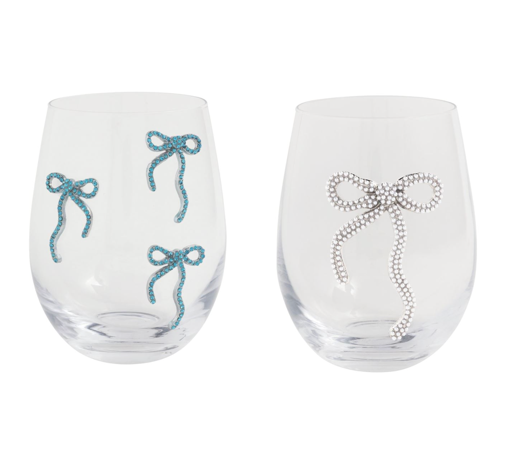 MUD PIE BEADED BOW WINE GLASS