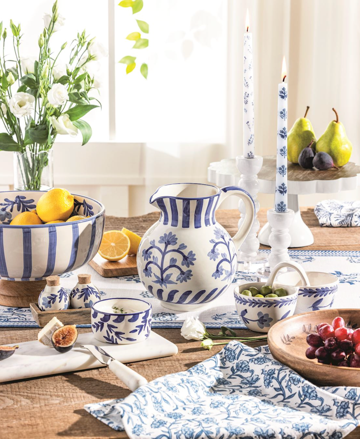 MUD PIE BLUE FLORAL PITCHER