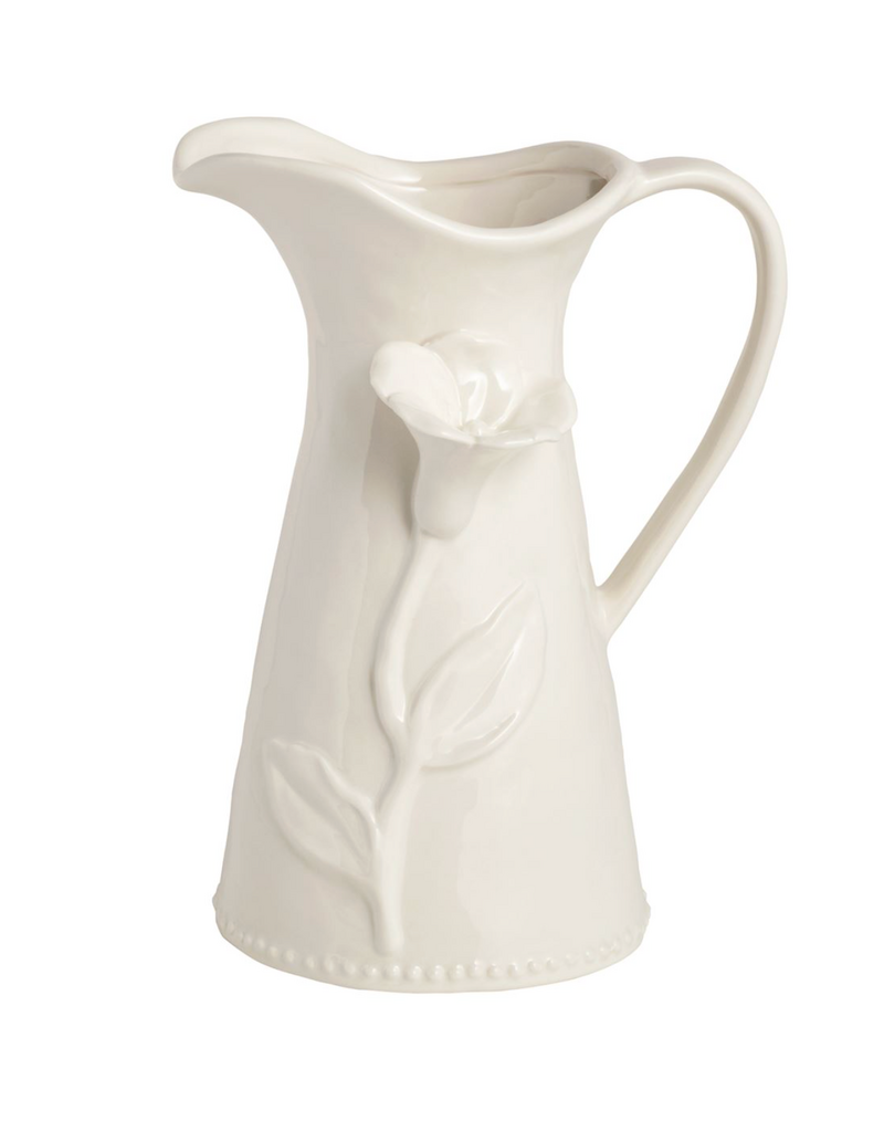 MUD PIE WHITE FLOWER PITCHER