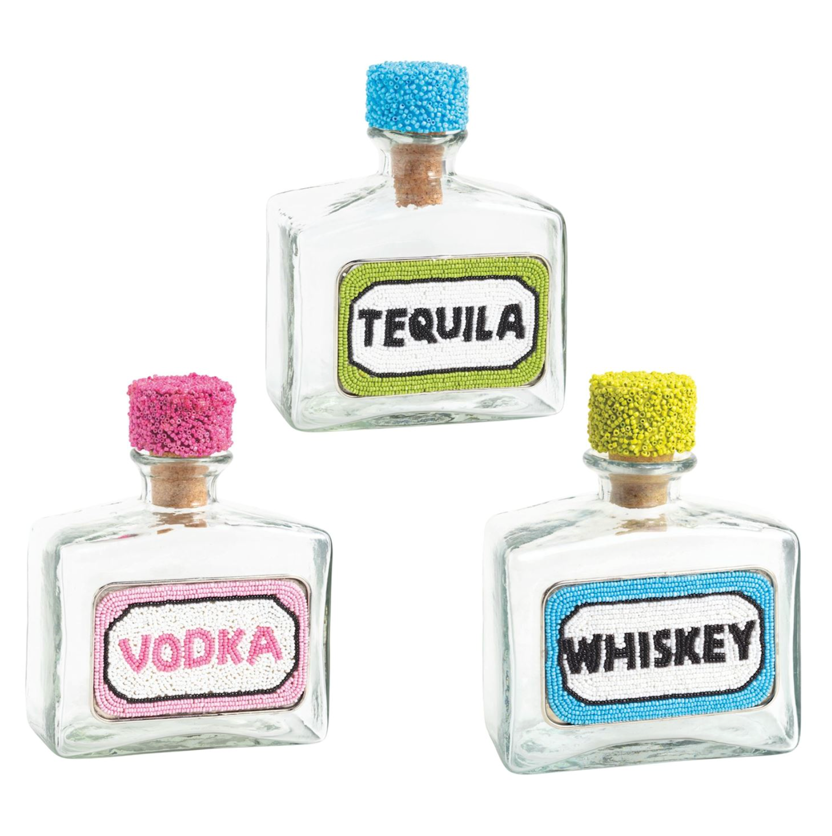 MUD PIE BEADED BAR DECANTERS