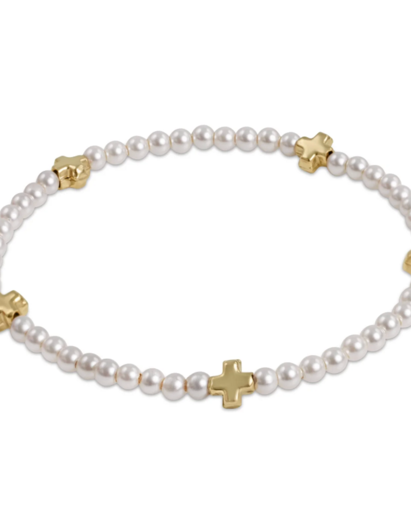ENEWTON Signature Cross Small Pearl Pattern 3mm Bead Bracelet - Gold