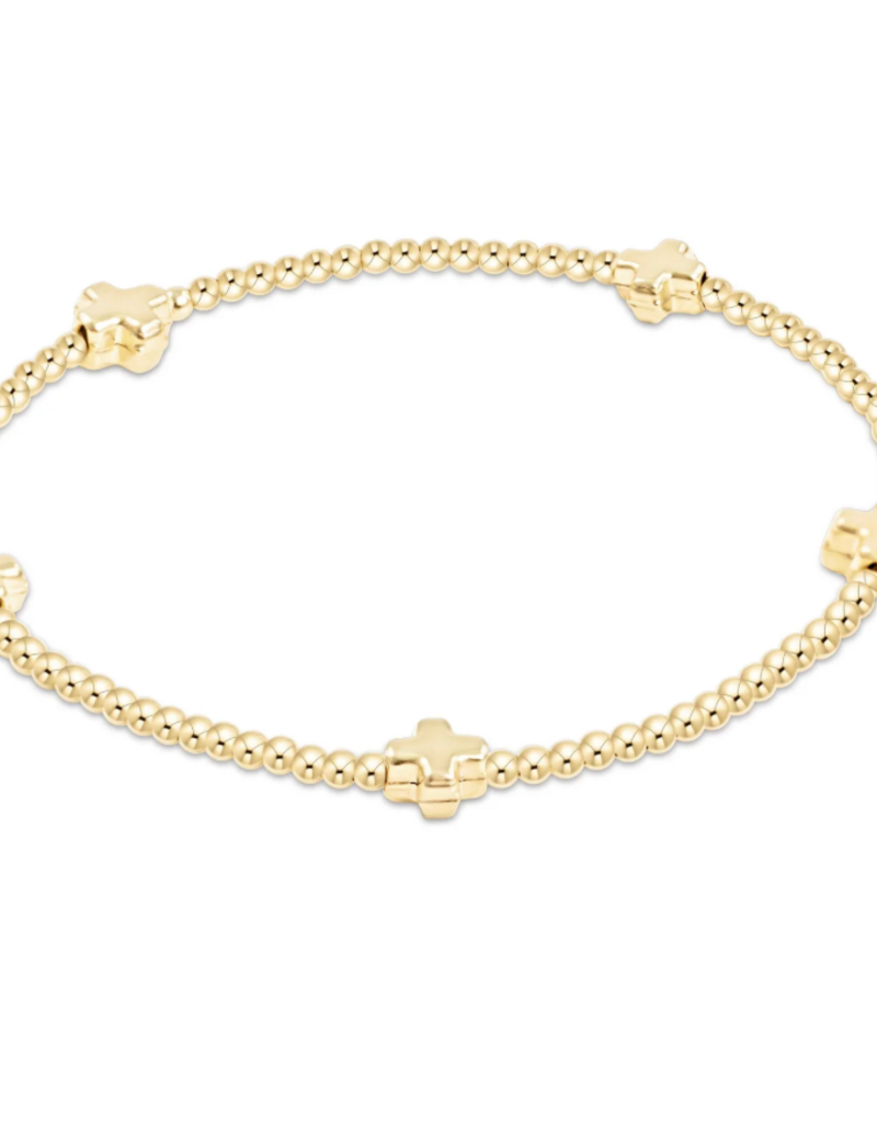 ENEWTON SIGNATURE CROSS SMALL GOLD PATTERN 2MM BEAD BRACELET-GOLD
