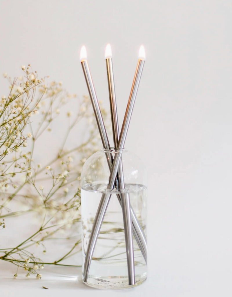 EVERLASTING CANDLE CO SILVER EVERLASTING CANDLESTICKS