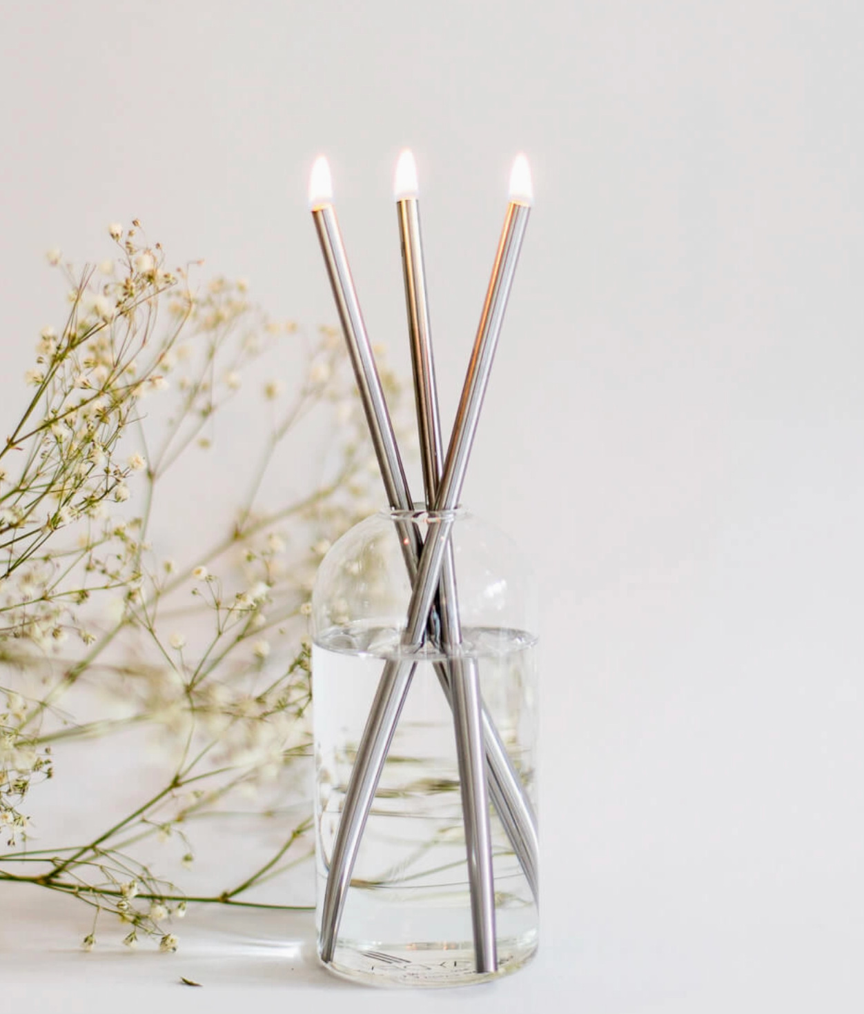EVERLASTING CANDLE CO SILVER EVERLASTING CANDLESTICKS