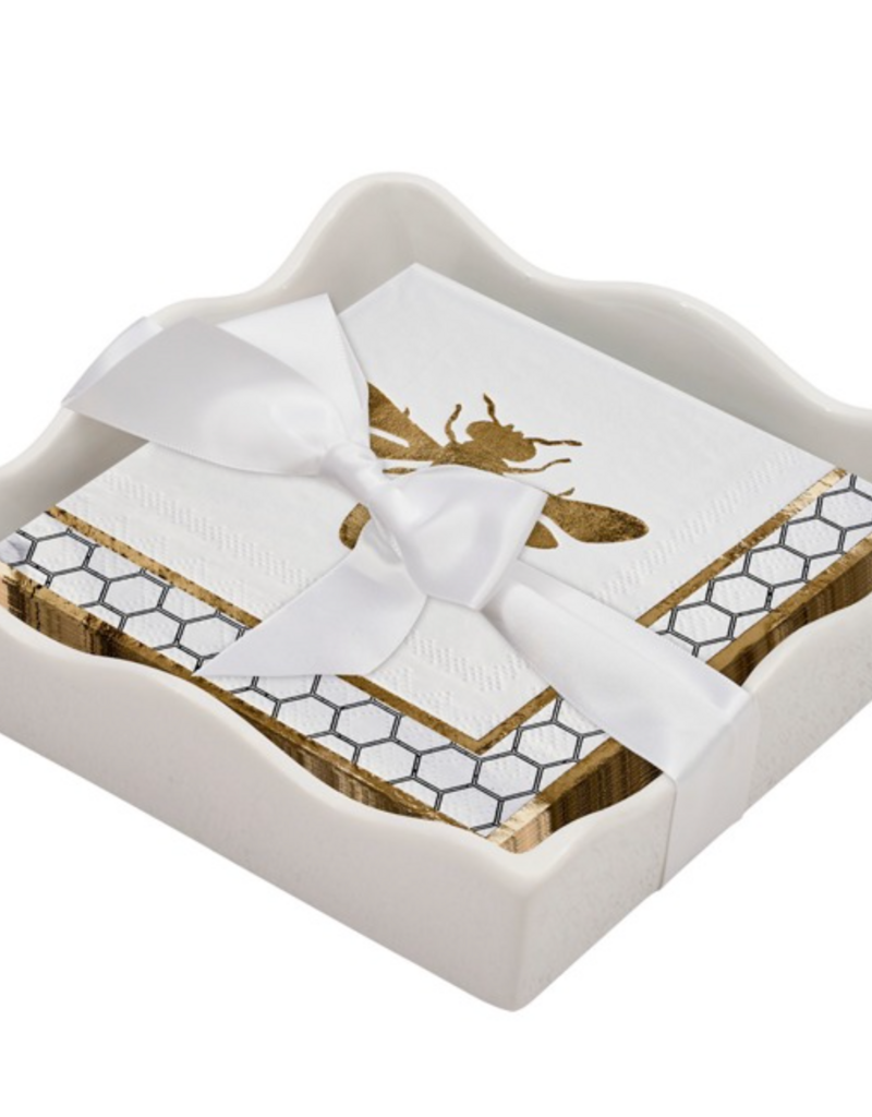 SOPHISTIPLATE CERAMIC TRAY WITH HONEYBEE COCKTAIL NAPKINS