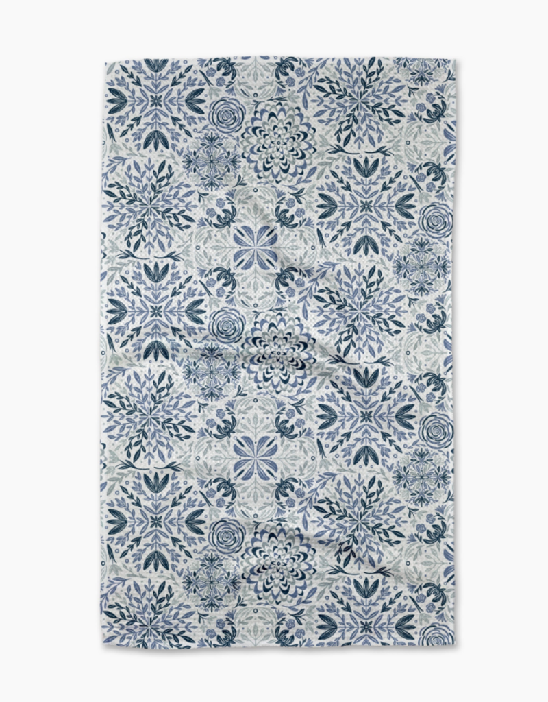 GEOMETRY FLORAL MEDALLIONS TEA TOWEL