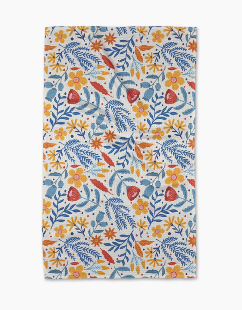 GEOMETRY FOLK FLORA TEA TOWEL