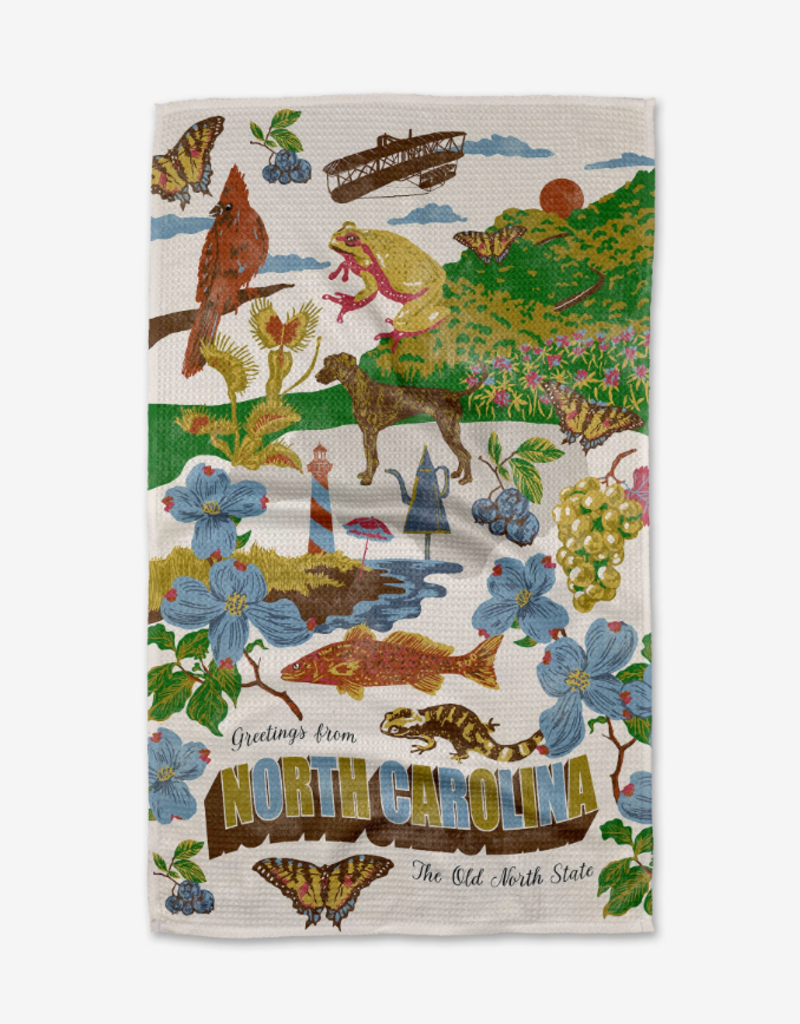 GEOMETRY GREETINGS FROM NORTH CAROLINA TEA TOWEL