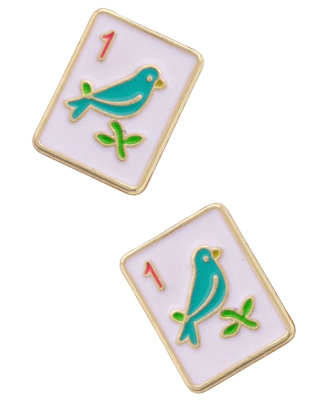 CANVAS WHITE SPARROW MAHJONG EARRINGS