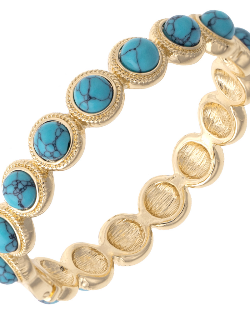 CANVAS CASEY CABOCHON HINGE BANGLE-TURQUOISE