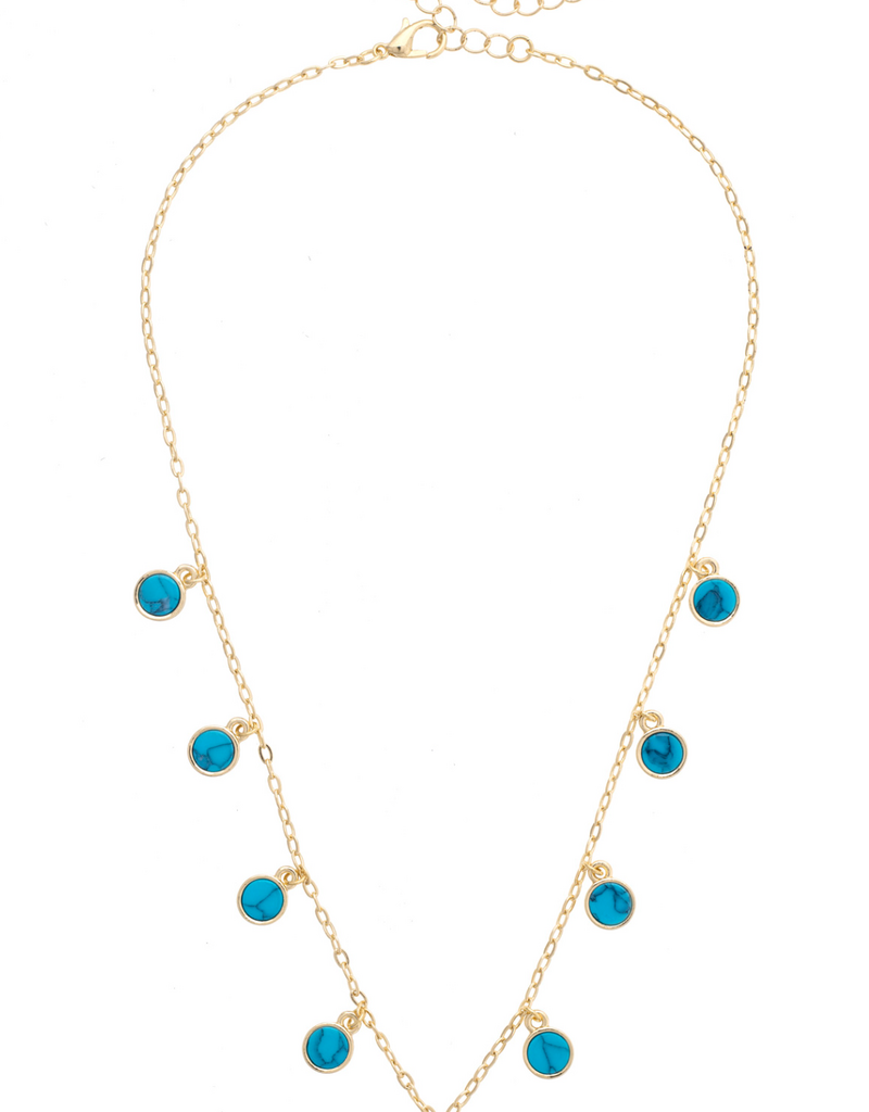 CANVAS HOBBS BEZEL CHARM NECKLACE-TURQUOISE