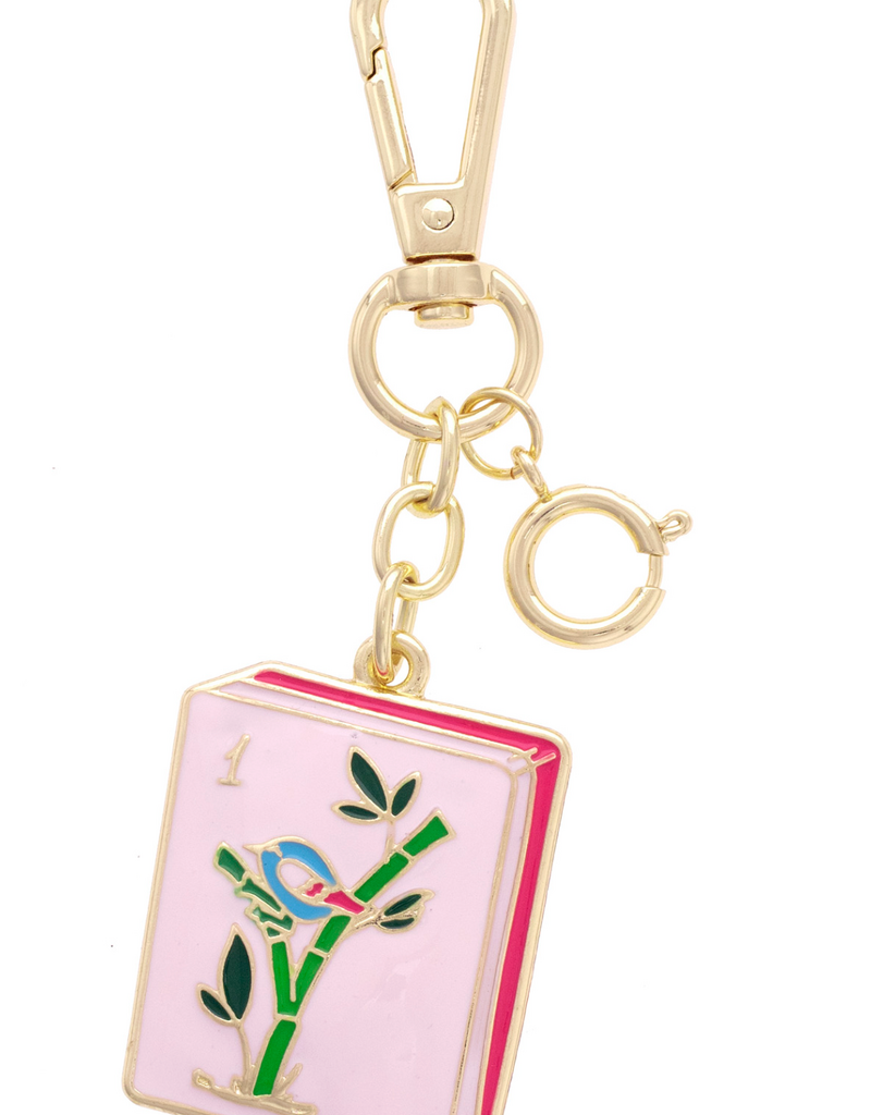 CANVAS MAHJONG TILE ENAMEL BAG CHARM