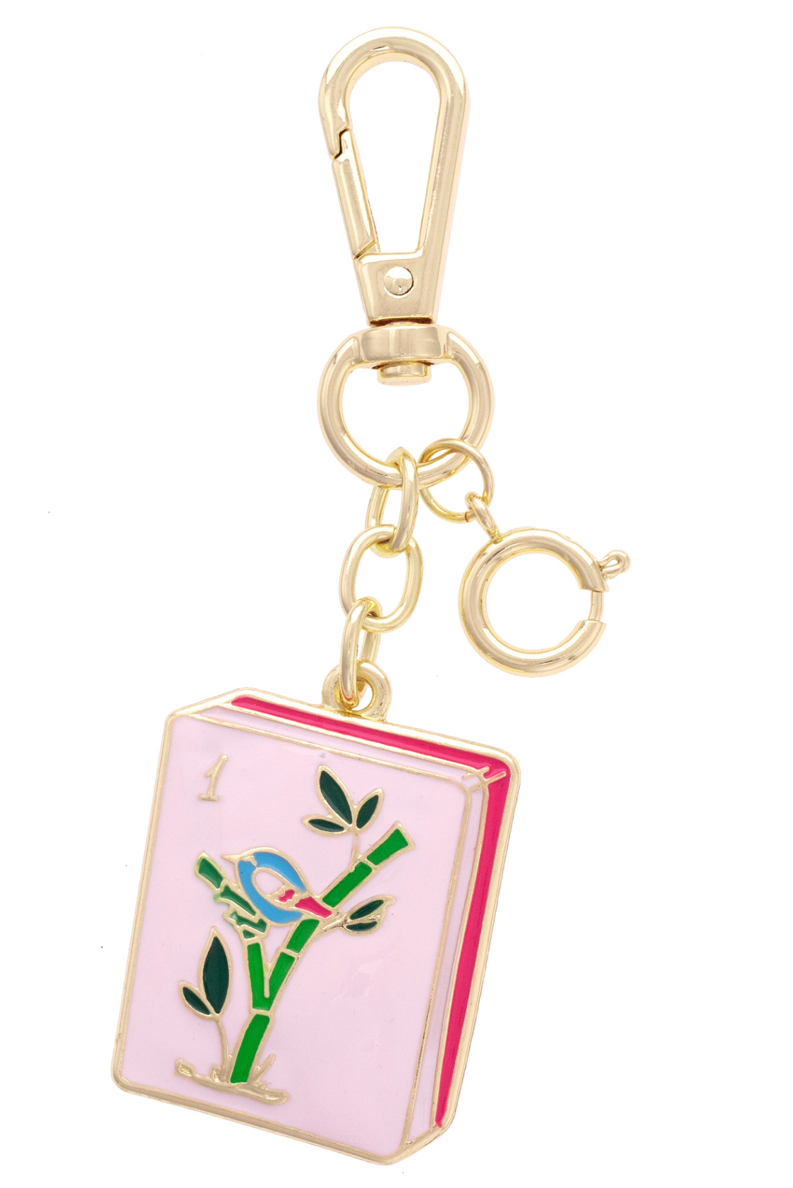 CANVAS MAHJONG TILE ENAMEL BAG CHARM