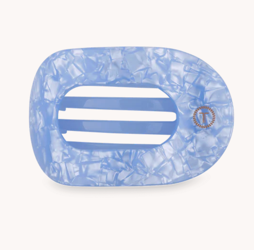 TELETIES SMALL FLAT RECTANGLE HAIR CLIP-BLUE LAGOON