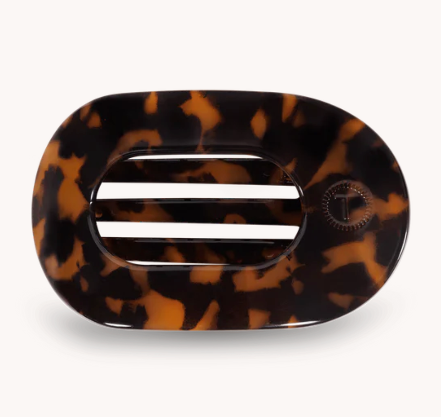 TELETIES SMALL FLAT ROUND HAIR CLIP-TORTOISE