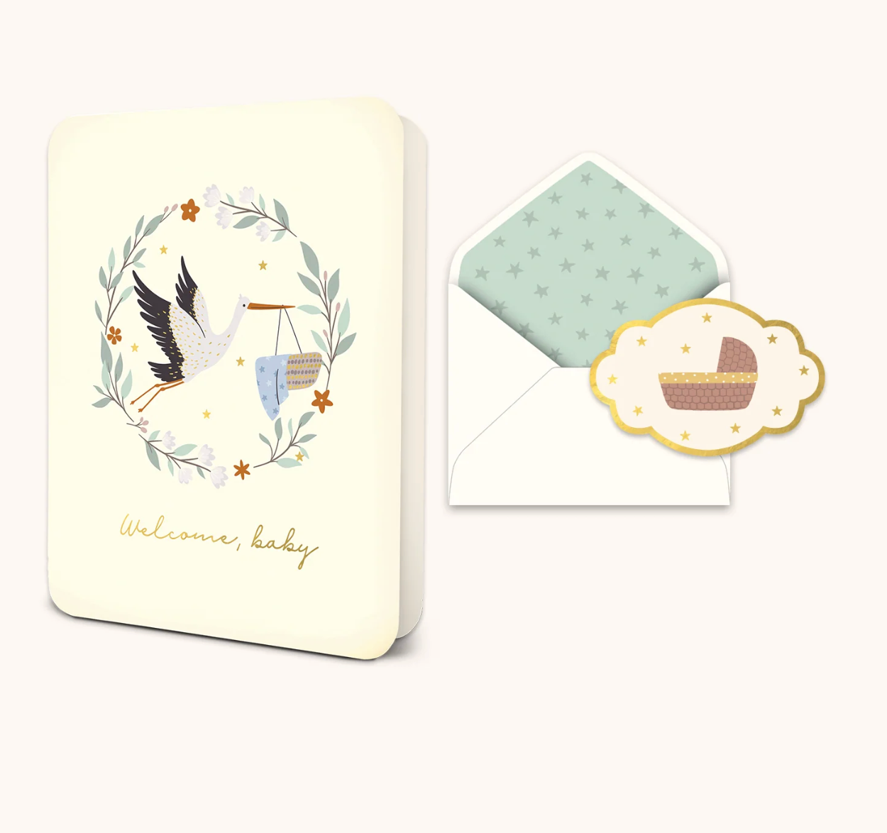 STUDIO OH! WELCOME BABY STORK CARD