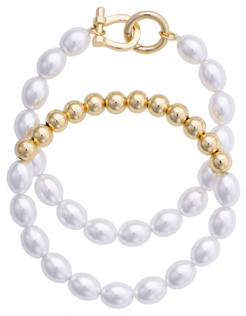 CANVAS CELIA PEARL & BALL BEAD STRETCH BRACELET SET