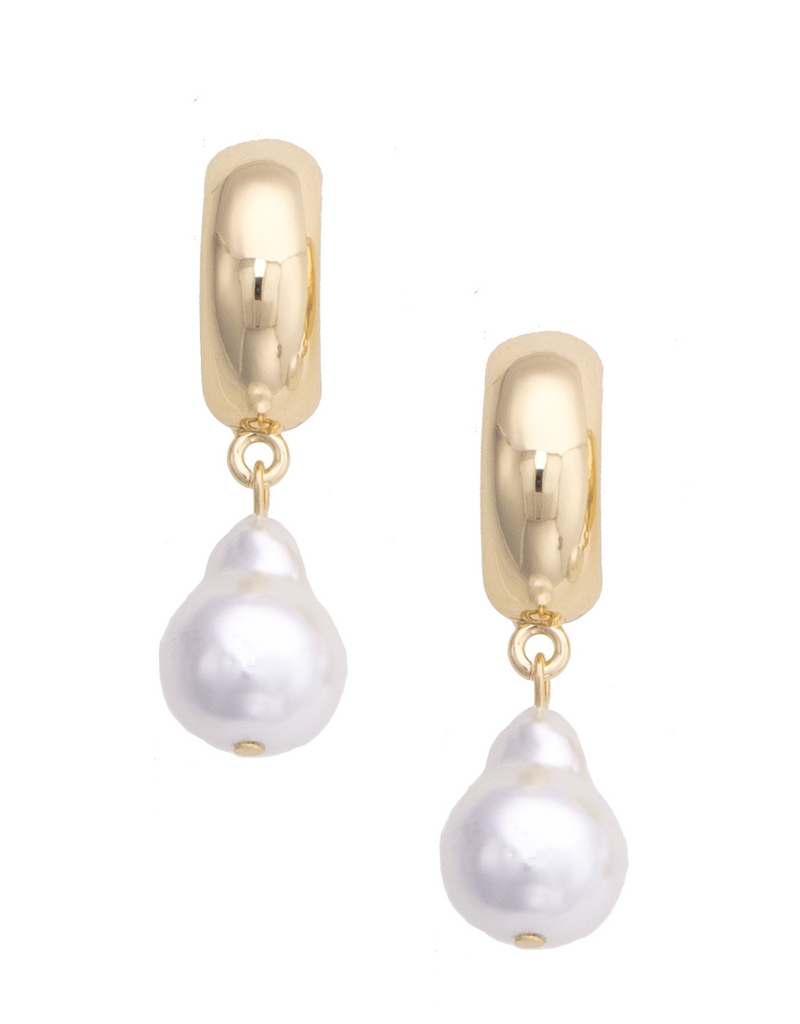 CANVAS PRIM PEARL HALF HOOP EARRINGS