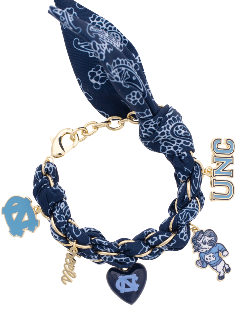 CANVAS UNC TARHEELS BANDANA CHARM BRACELET