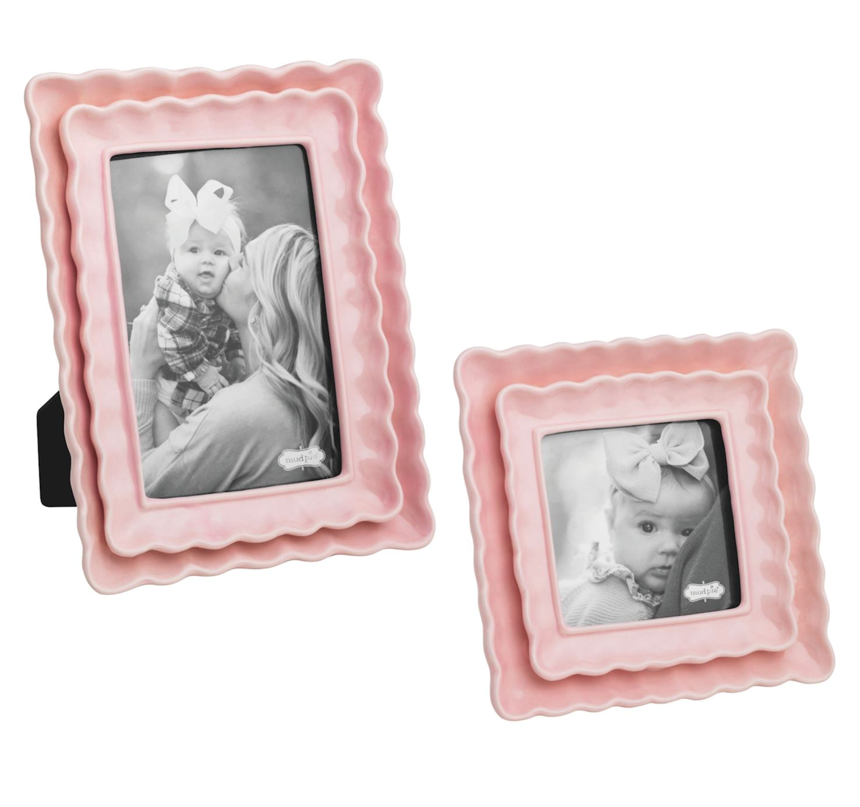 MUD PIE PINK SCALLOP FRAMES