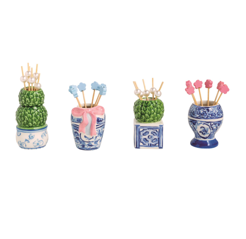 MUD PIE TOPIARY TOOTHPICK HOLDERS