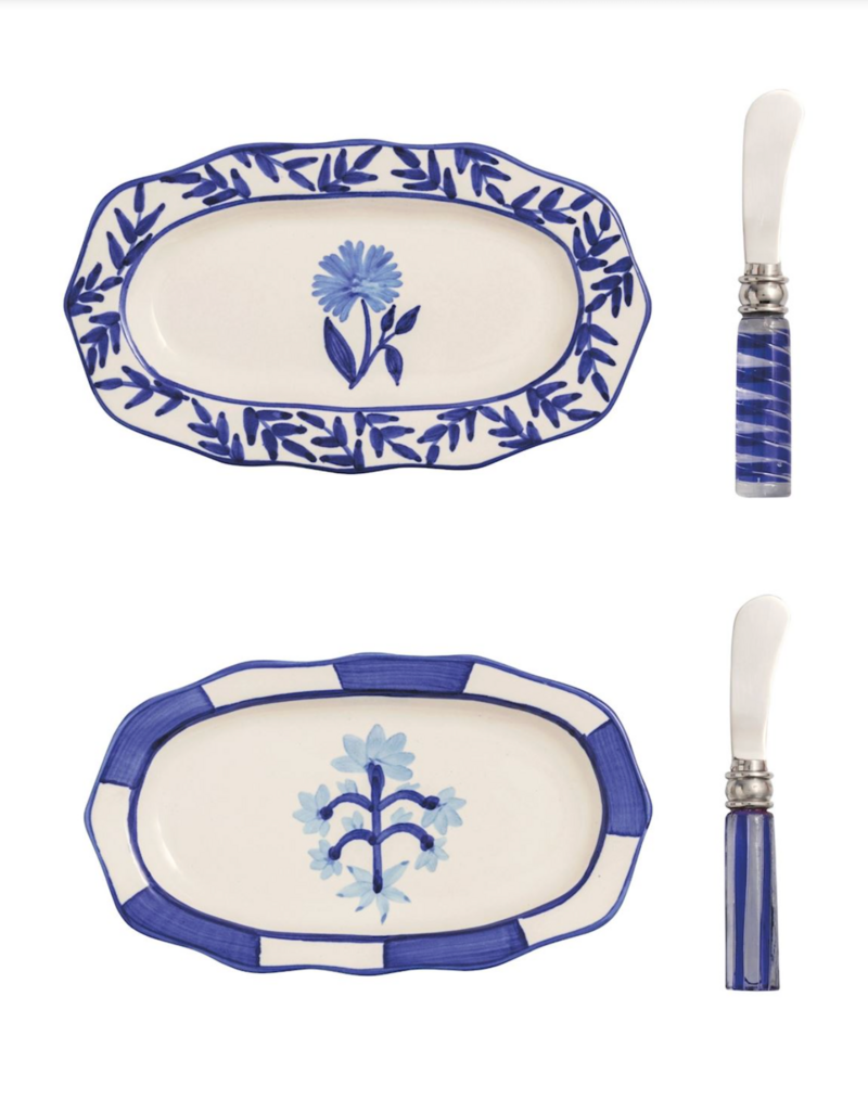 MUD PIE BLUE FLORAL EVERYTHING PLATE