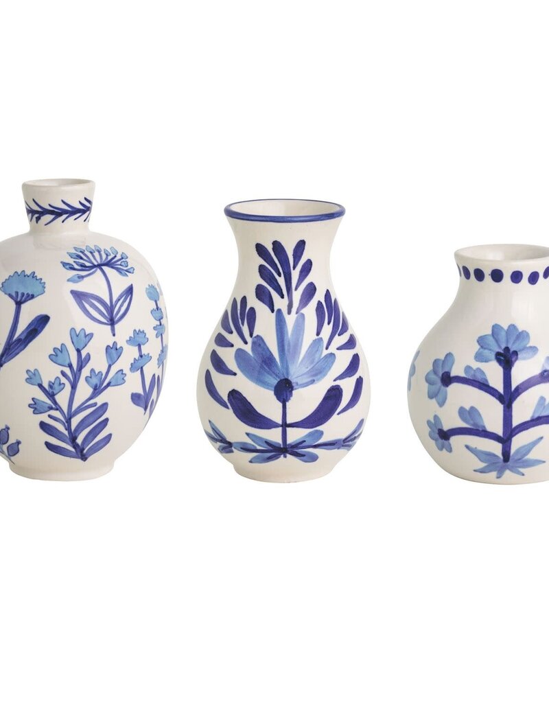 MUD PIE BLUE FLORAL BUD VASES