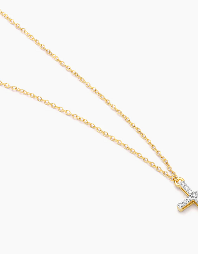 ELLA STEIN GOLD BELIEVE CROSS PENDANT NECKLACE