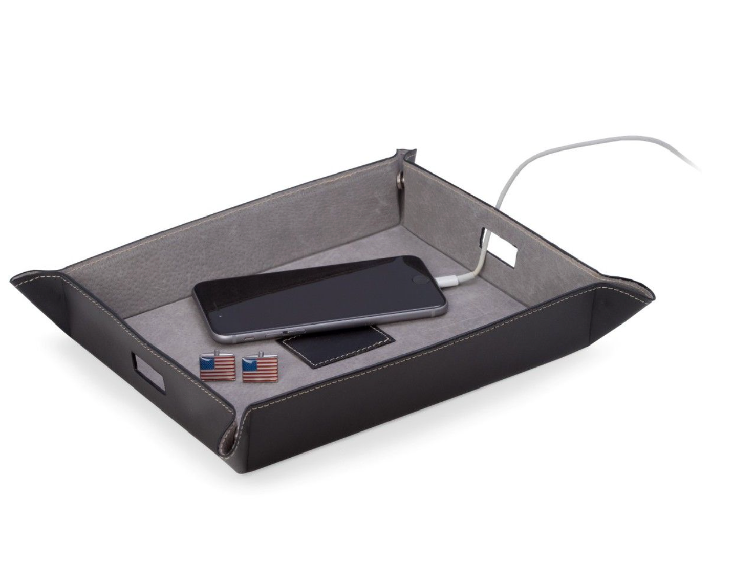 BEY-BERK INTERNATIONAL CHARGING STATION LEATHER VALET