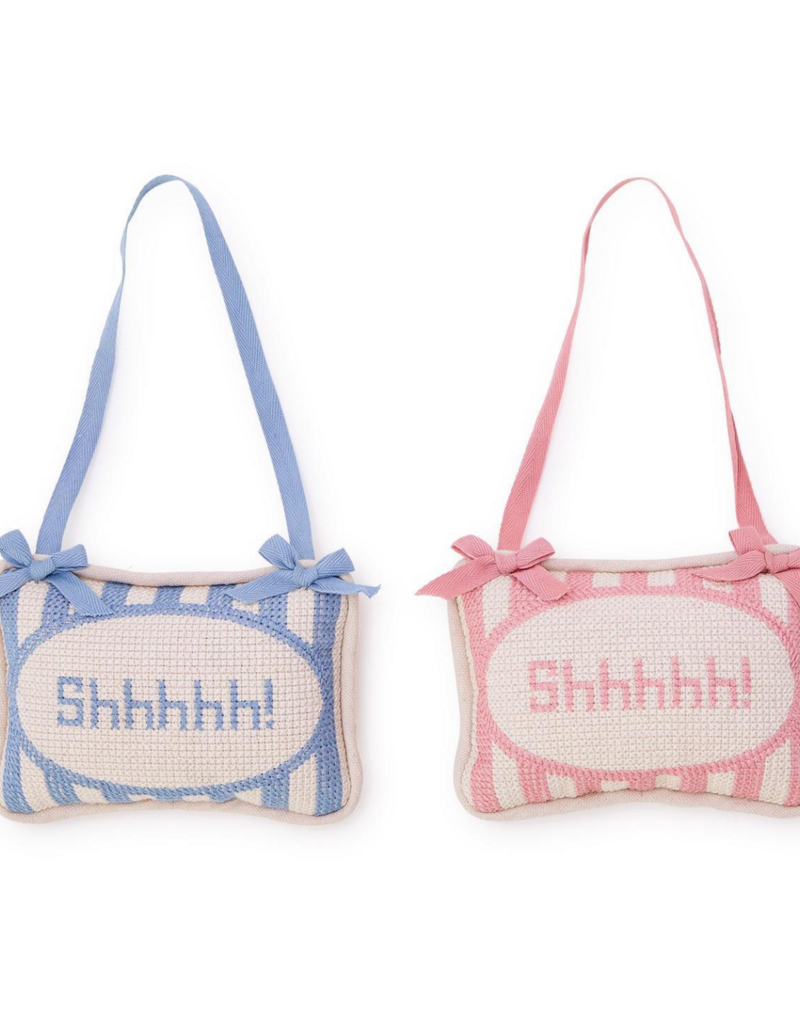 TWO'S COMPANY EMBROIDERED BABY PILLOW DOOR HANGER