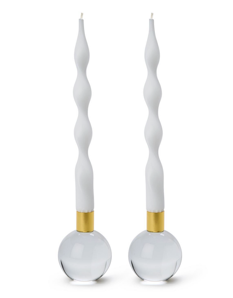 TWO'S COMPANY CLEAR TAPER CANDLEHOLDERS