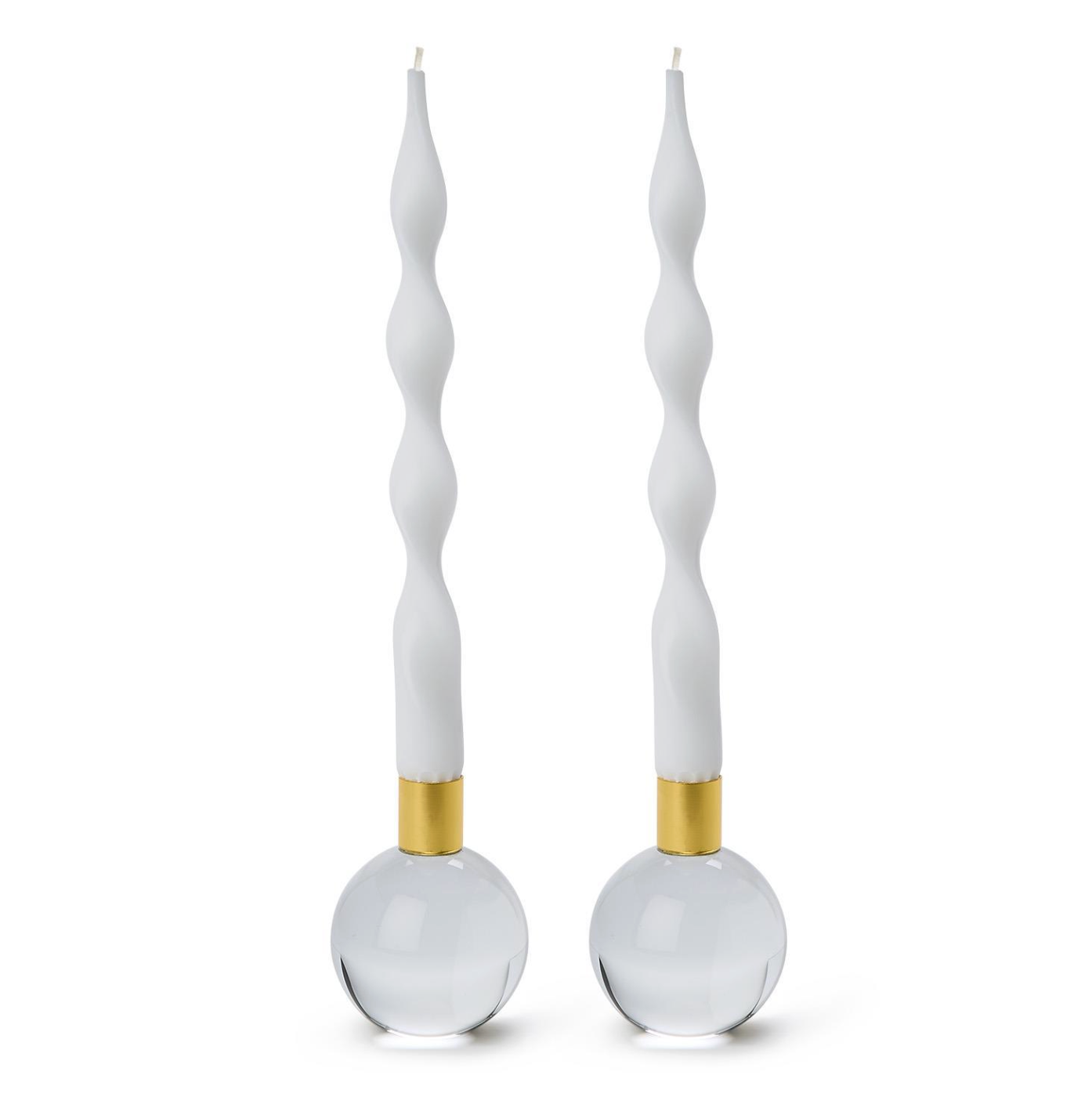 TWO'S COMPANY CLEAR TAPER CANDLEHOLDERS