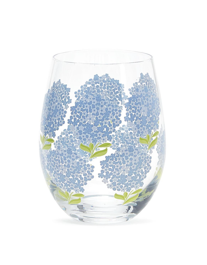 TWO'S COMPANY HYDRANGEA STEMLESS WINE GLASS