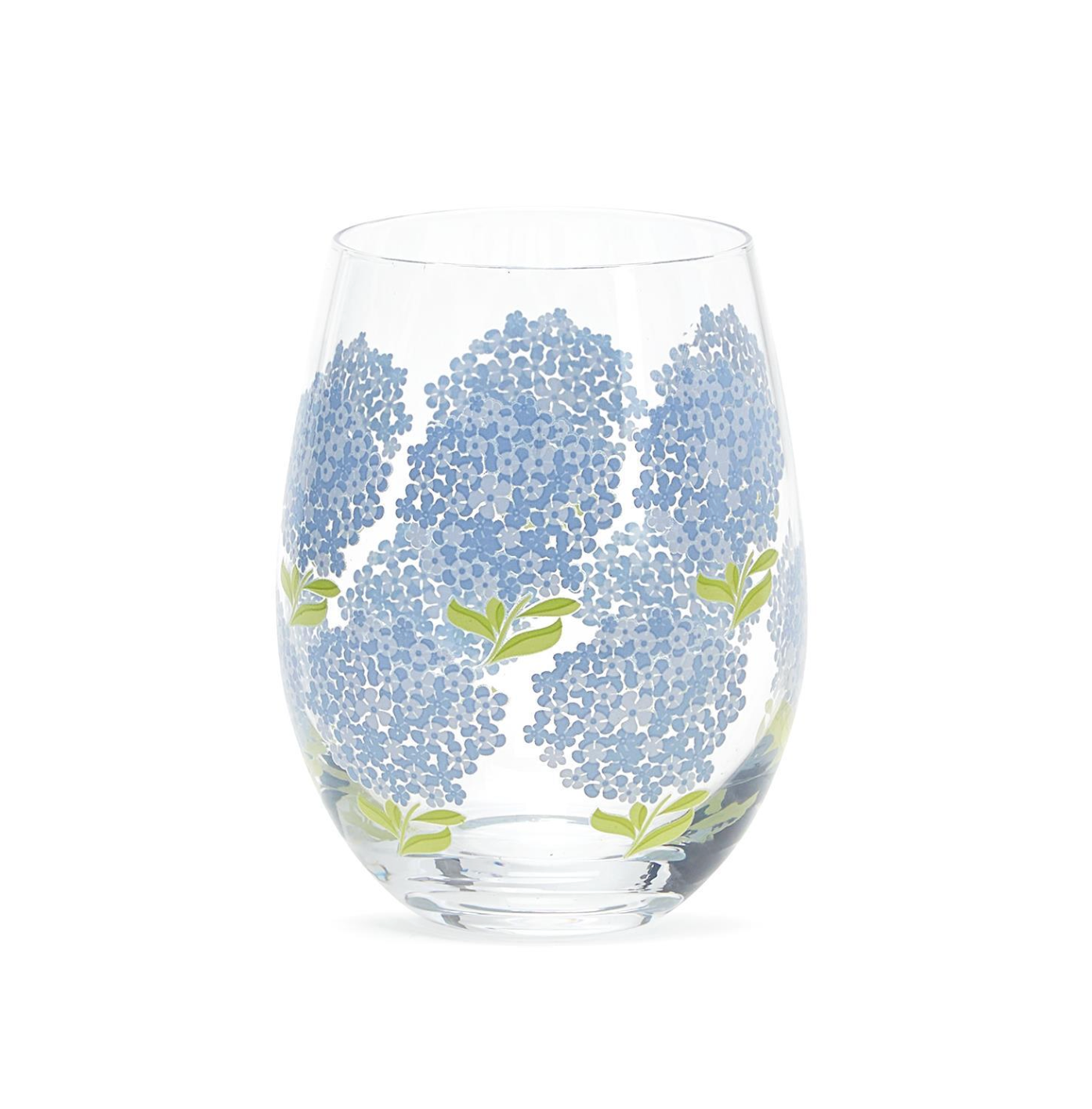 TWO'S COMPANY HYDRANGEA STEMLESS WINE GLASS