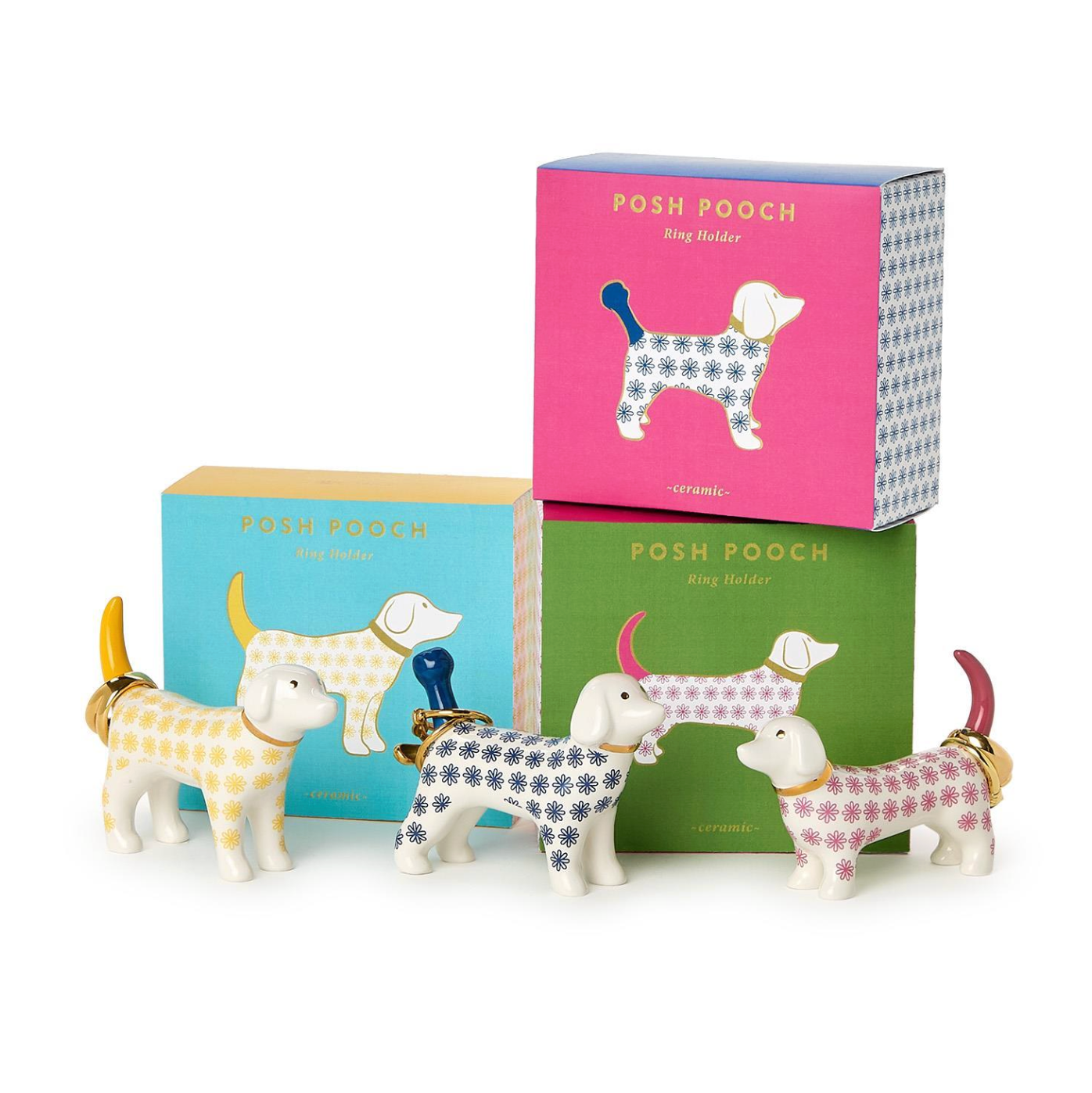 TWO'S COMPANY DOG CERAMIC RING HOLDER