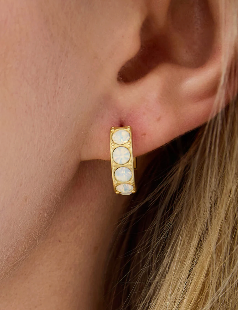 lightner hoop earrings-white opal