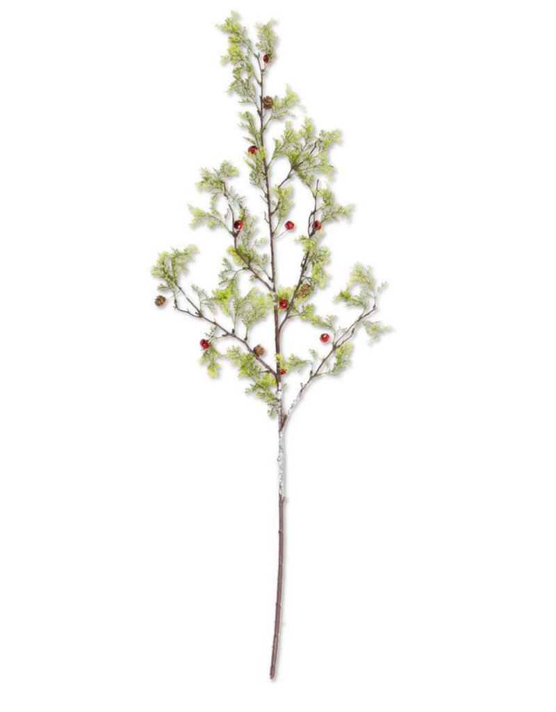 BALD CYPRESS BRANCH W/RED BELLS & PINECONES