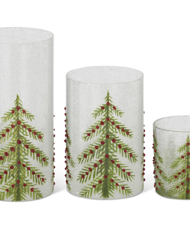 HAND-PAINTED CHRISTMAS TREE & RED RHINESTONE HURRICANES