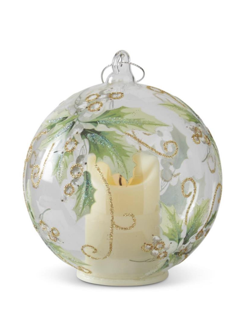 LED HOLLY & WHITE BERRIES ORNAMENT/SITTER 4"