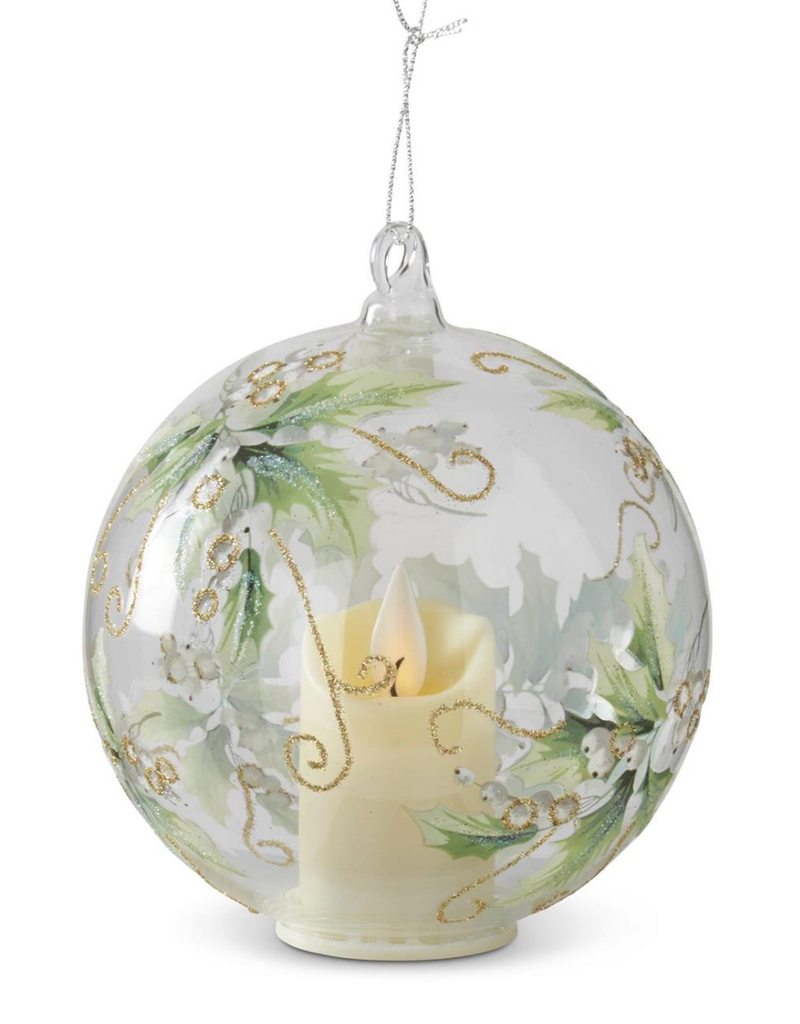 HOLLY & WHITE BERRIES ORNAMENT/SITTER 4.75"