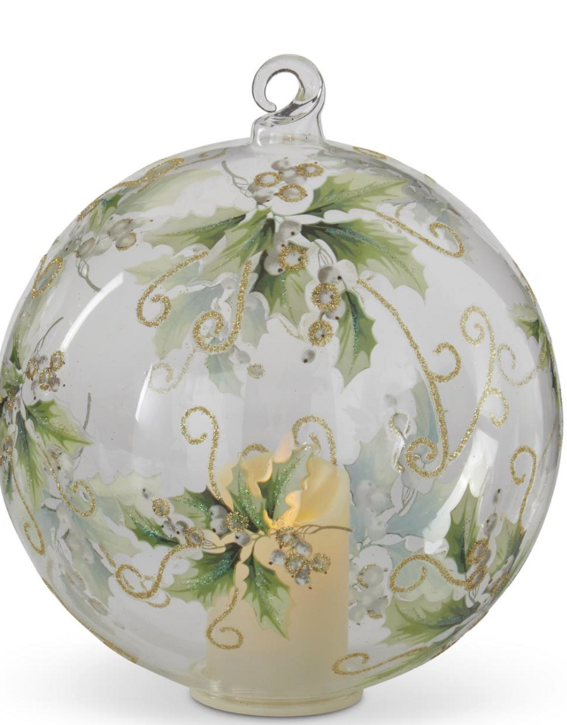 LED HOLLY & WHITE BERRIES ORNAMENT/SITTER 6"