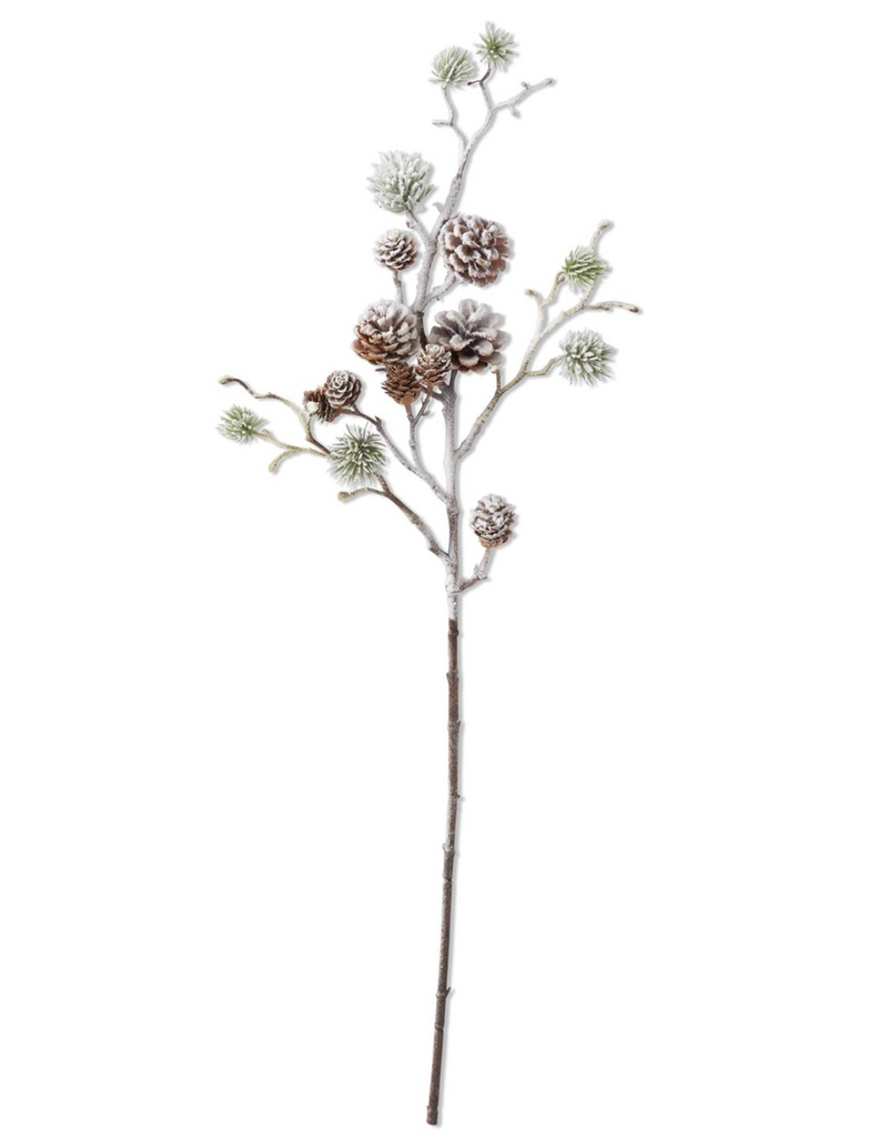 FLOCKED PINE STEM W/PINECONES 32 INCH